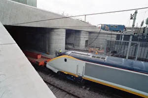 The first Eurostar test train hauled through the Channel Tunnel from France to Britain