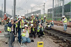 01520 Prints: The first Eurostar test train hauled through the Channel Tunnel from France to Britain