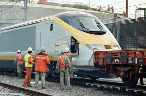 01520 Prints: The first Eurostar test train hauled through the Channel Tunnel from France to Britain