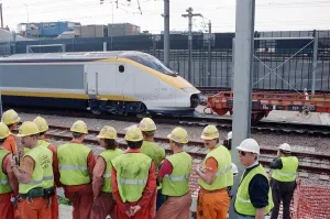 01520 Prints: The first Eurostar test train hauled through the Channel Tunnel from France to Britain