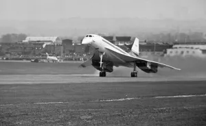 00756 Prints: The first flight of UK-built Concorde prototype 002 from Filton near Bristol to RAF