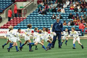 The first Huddersfield Giants home game at McAlpine stadium. Moldgreen Juniors