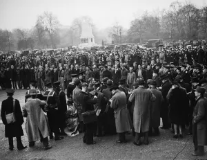 00743 Prints: First Lord of the Admiralty Winston Churchill inspecting sailors from HMS Hardy on Horse