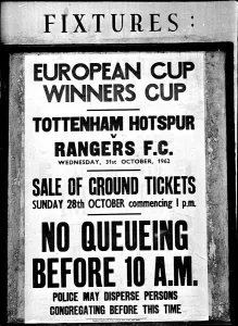 Sign Prints: Fixtures notice advertising the sale of tickets for Tottenham Hotspur v Rangers