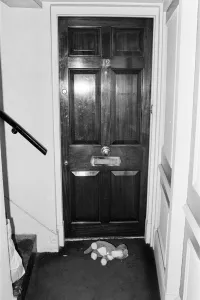 Death Prints: The flat where Keith Moon, drummer of the British rock group The Who was staying in