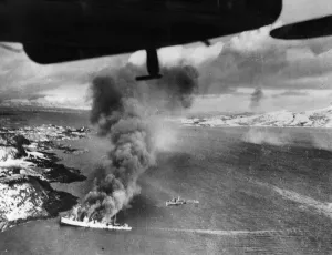 Target Prints: Fleet Air Arm shatter enemy convoy on 27th November from one of the attacking Barracuda