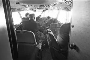 Pilot Prints: The flight crew of a BOAC VC10 make preparations for landing at Khartoum airport