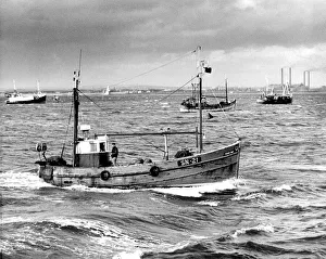 A floating protest at Blyth Harbour by North East fishermen in 1990