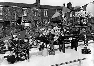 Barge Prints: Floral decoration on a barge at on the Leeds and Liverpool canal at Appley Bridge