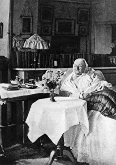 Drawing Prints: Florence Nightingale in 1906, pictured in her room in South Street, Mayfair, London
