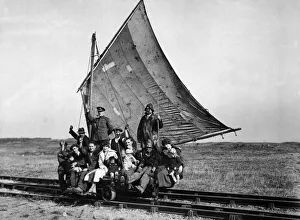 Track Prints: The flying bedstead. A sail propelled rail yacht at Spurn Head