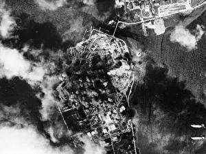 01464 Prints: US Flying Fortresses of the Eighth Air Force bomb a German aluminium plant in Heroya