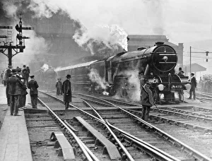Core71 Prints: The Flying Scotsman steam train leaving Kings Cross station in London on its initial non