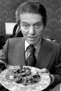 Food critic Egan Ronay seen here at the home of the Daily Mirror Cook Sonia Allison