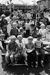 Huddersfield Prints: Food, glorious food helps the street party at Browning Road, Sheepridge, go with a swing