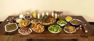 00151 Prints: Food shoot of all of the Christmasmas food for for a family of thirteen