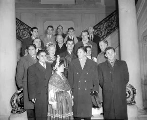 Football Ferenc Puskas (centre) seen here attending a Hungarian Sports Exhibition in