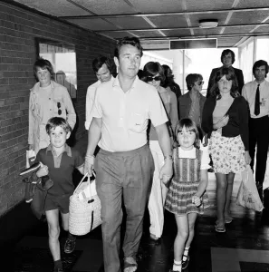 Spain Prints: Football manager Brian Clough returns from Alicante with his children Nigel