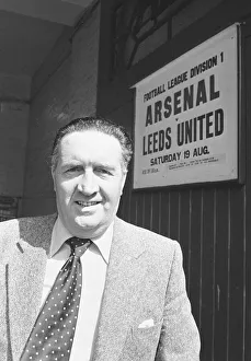 Football manager Jock Stein outside Highbury Stadium, for talks with Leeds United about