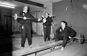 Weights Prints: Football Manchester United Training Session: Three of Uniteds stay at homes, Law