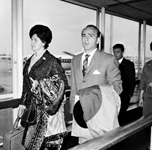 Football player Alfredo Di Stefano and his wife arriving at London Airport
