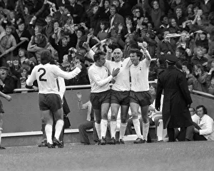 Football Tottenham Hotspur v Arsenal October 1973 cheers alround for Spurs man Alan