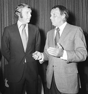 Footballer Bobby Moore chats with singing legend Frank Sinatra during the annual Frank