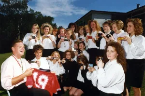 00449 Prints: Footballer Paul Gascoigne - Gazza Paul Gascoigne at his former school Heathfield