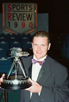 Gazza Prints: Footballer Paul Gascoigne smiles as he holds the Sports Personality of The Year award