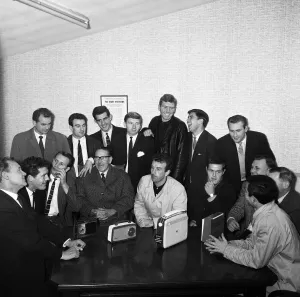 00750 Prints: Footballer players of non league Gravesend and Northfleet listen to the draw for the FA