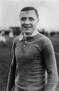 Footballer Steve Bloomer of Derby County pictured at Wrexham before WW1. c. 1910