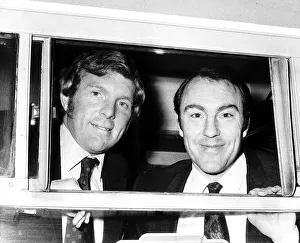00240 Prints: Footballers Bobby Moore and Jimmy Greaves leaving Euston station for Manchester