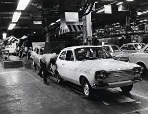 Production Line Prints: Ford Escort cars on the production line at the Ford Halewood factory 1972