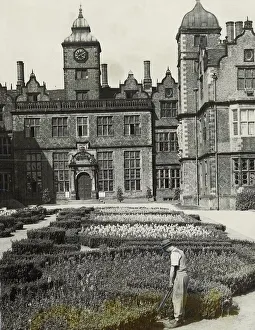 The forecourt of Aston Hall, with 4, 000 blooms a blaze of colour beneath the historic