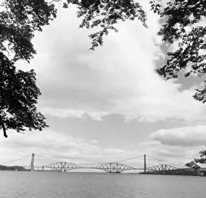 Suspension Bridge Prints: Forth Road Bridge construction June 1962 Forth Railway Bridge