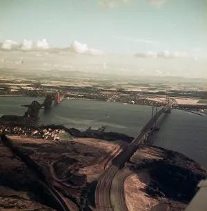 Suspension Bridge Prints: Forth Road Bridge (R) and Forth Rail Bridge Scotland 1964