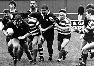 Forward Paul Suckling drives, followed by Andy Farrington, Tony Gulliver and Lee Johnson
