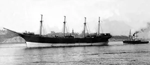 Tugs Prints: The four-masted Barque sailing ship Archibald Russell arrives on the River Tyne
