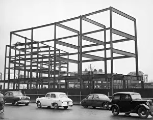 Framework of the new Coventry Telegraph building on Corporation Street 7th February 1958
