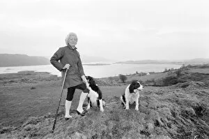Pets Collection: Frances Shand Kydd, mother of Princess Diana, Princess of Wales, pictured in Oban