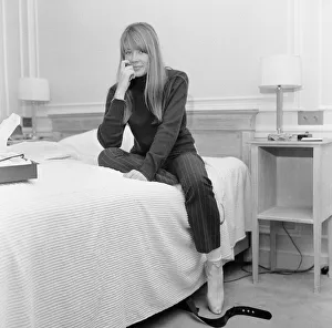 Bedroom Prints: Francoise Hardy, french singer pictured in her hotel room, London, 3rd November 1966