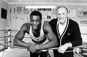 Frank Bruno Heavyweight Boxer April 1984 with Henry Cooper during one of his