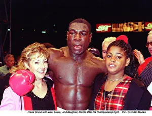 Frank Bruno WBC Heavyweight Champion is congratulated by his wife Laura after beating