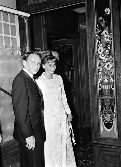 Frank sinatra and Mia farrow November 1965 attend Hollywood Party