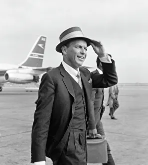 Plane Prints: Frank Sinatra seen here arriving at Heathrow airport in the summer of 1961