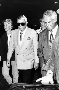 Frank Sinatra Singer Actor passing through Heathrow Airport from Germany on his way to