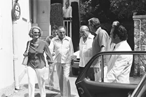 Frank Sinatra and wife Barbara seen here leaving David Nivens house in the South of
