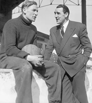 Frank Swift (Right) former Manchester Goalkeeper seen here talking with Bert Trautmann