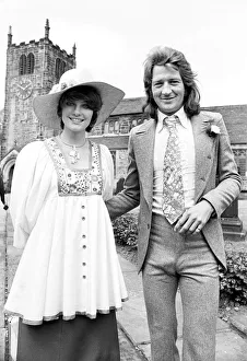 Frank Worthington with Miss Great Britain Carolyn Moore attending the wedding of his