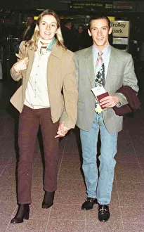 Frankie Dettori jockey and girlfriend Catherine Allen leaving Heathrow Airport for Tokyo